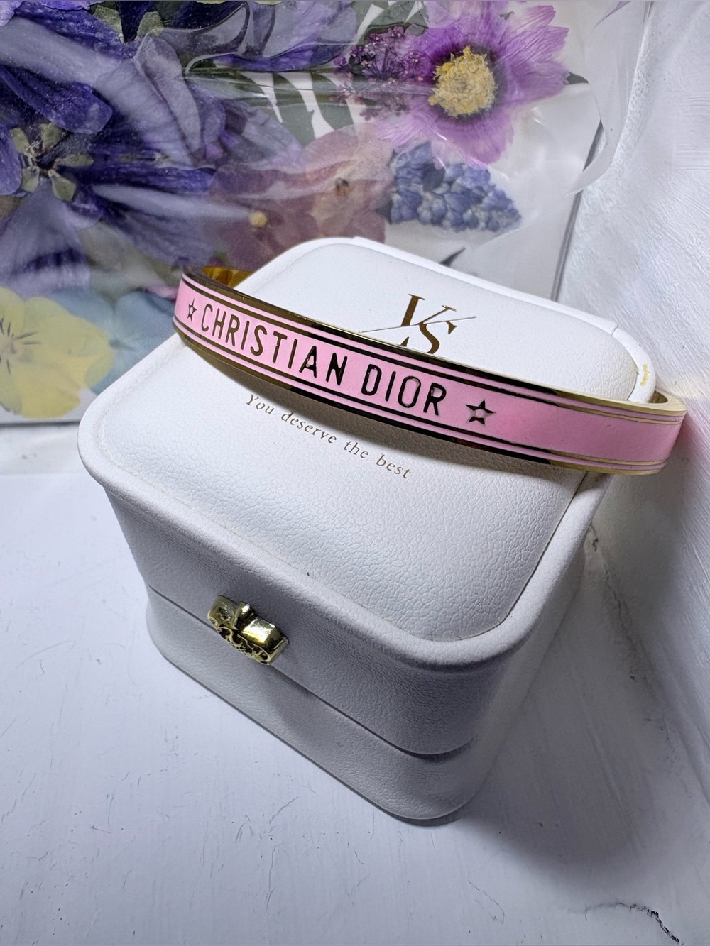 Fashion Pink Enamel Bangle Bracelet with open back NWOT